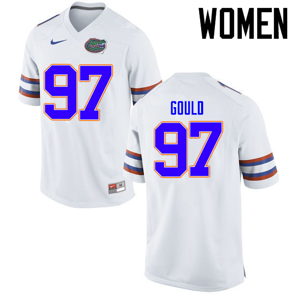 Women Florida Gators #97 Jon Gould College Football Jerseys Sale-White - Click Image to Close